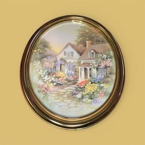 1980s Vintage Cottage Core Gold Framed Print